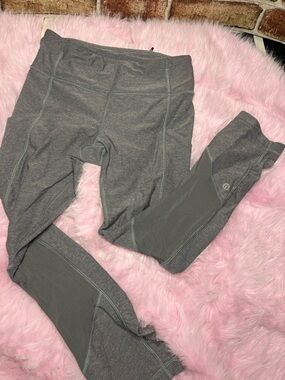 Lululemon Grey Mesh Panel High Compression Running Leggings